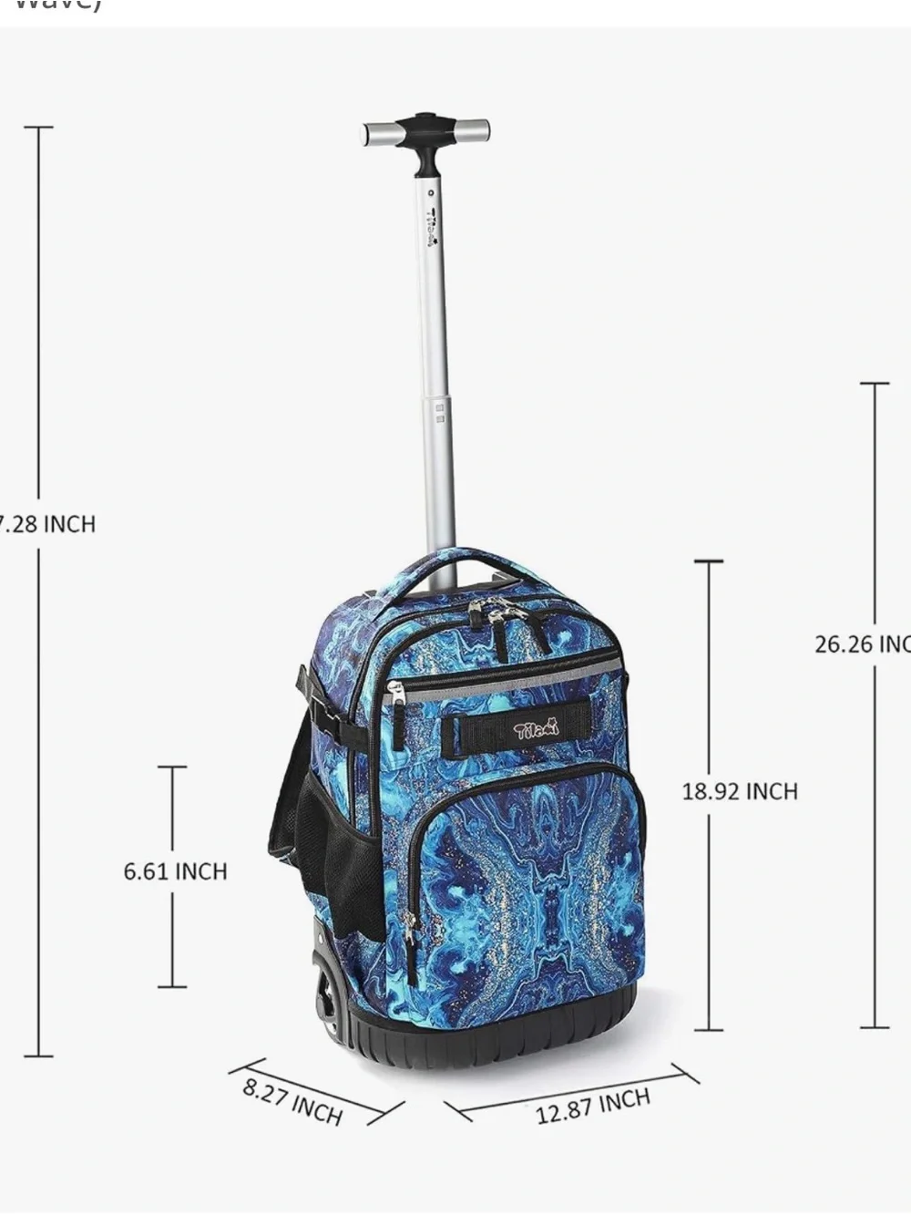 Kids Rolling Backpack Trolley in Blue Marble by